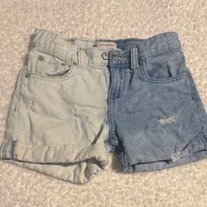 Levi's Kids Two-Tone Denim Shorts - Light Blue and Blue